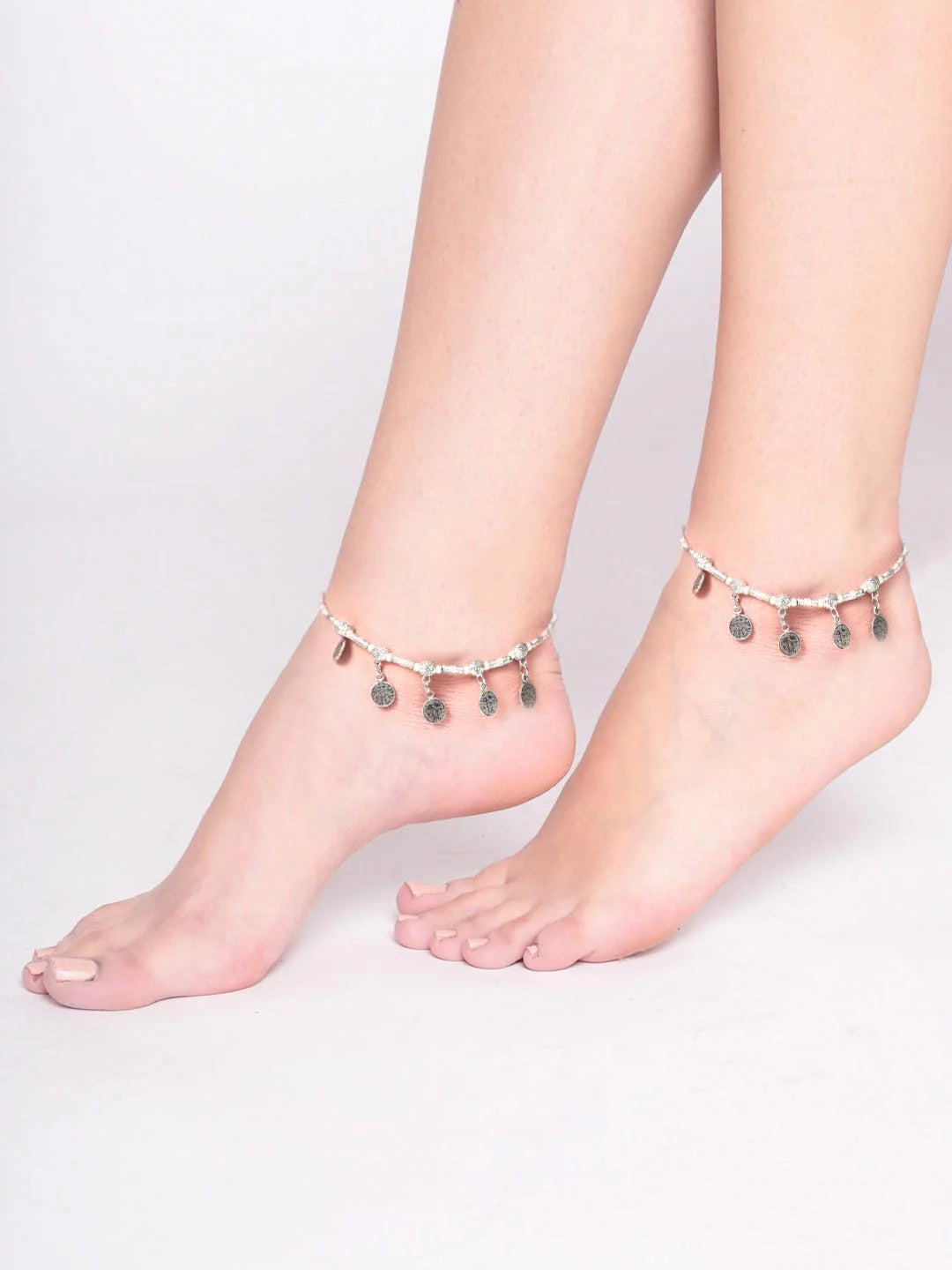 German Silver Plated Oxidized Anklets