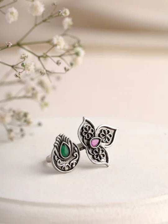 Exquisite Moon and Floral RIing