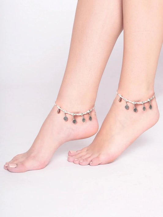 German Silver Plated Oxidized Anklets
