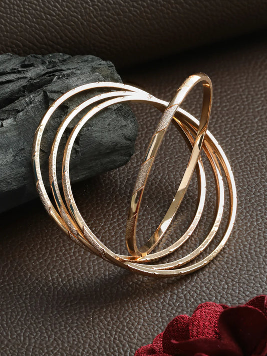 Classic Rose Gold Plated Bangle Set of 4
