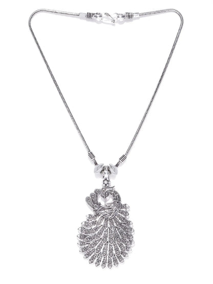 German Silver Oxidised Peacock Pendant
