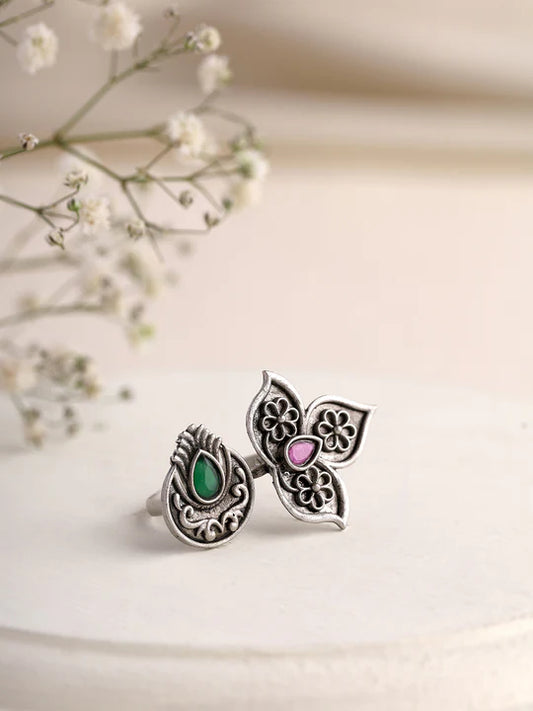 Exquisite Moon and Floral RIing