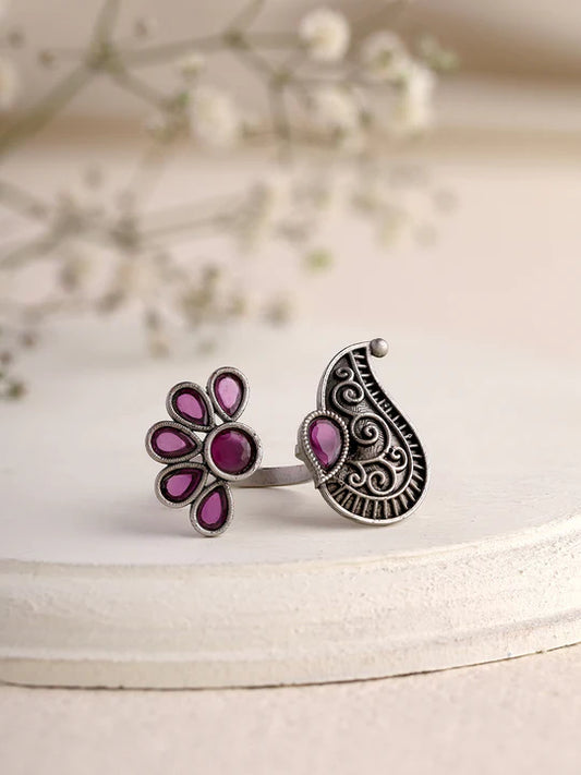 Mango and Floral Ruby Ring